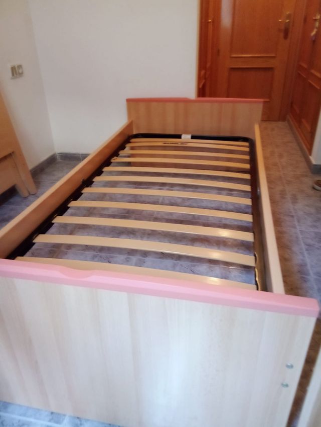 Cama individual 90cm - beige/rosa