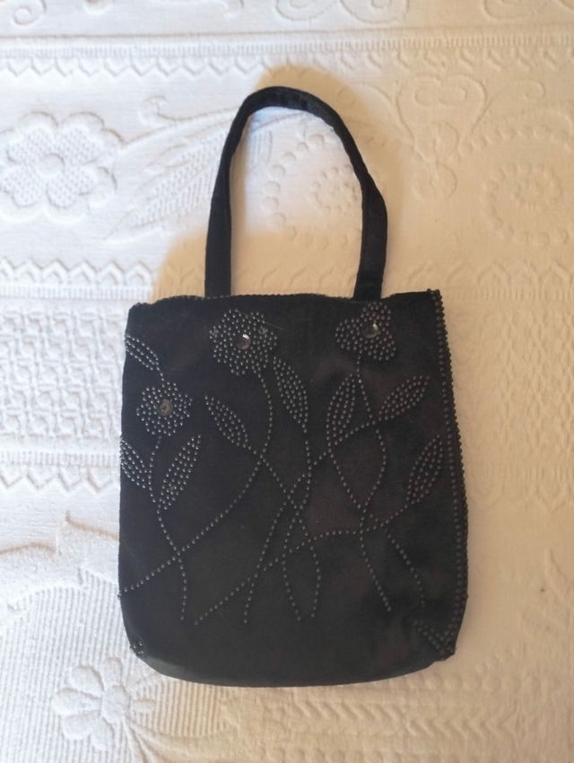 Pochette velluto nero - perline