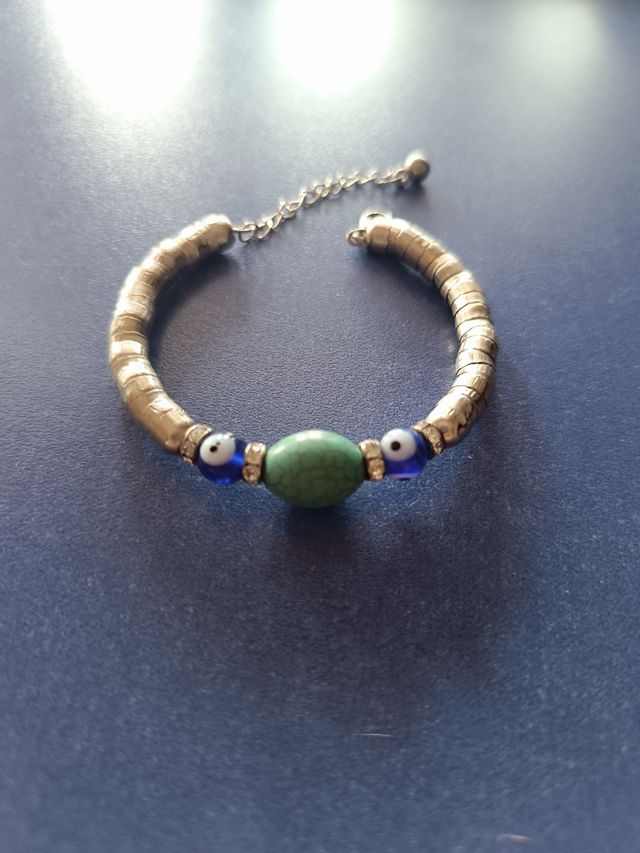 Pulsera plata ojos turcos turquesa
