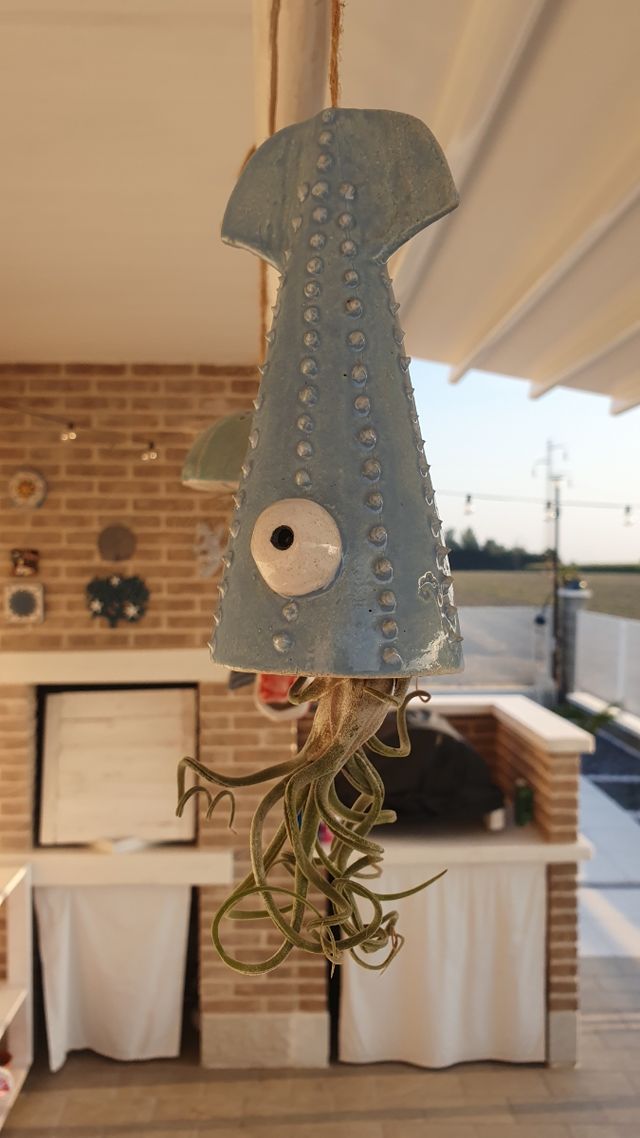 Vaso Calamaro Ceramica Blu