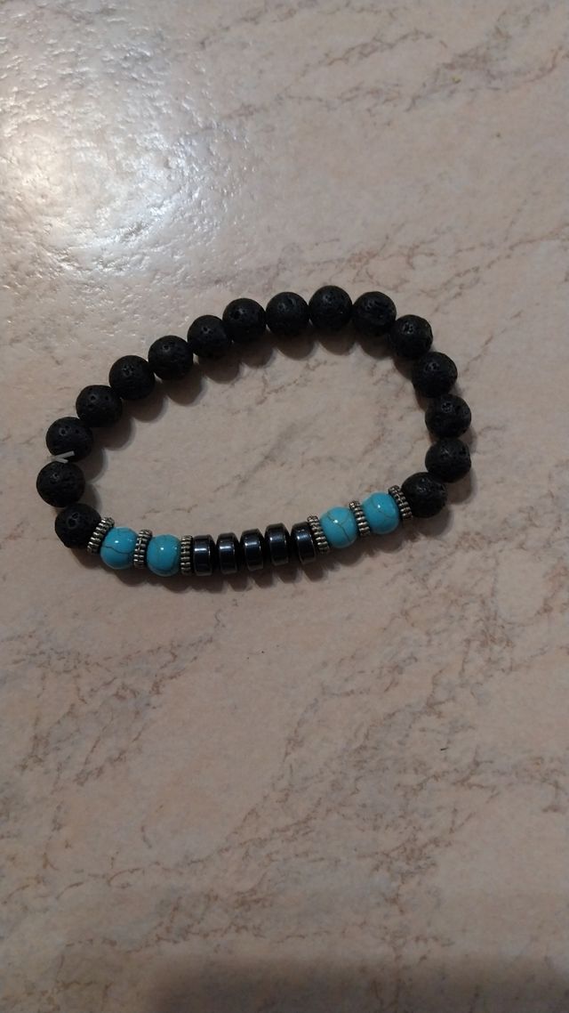 Bracciale pietre laviche & turchesi