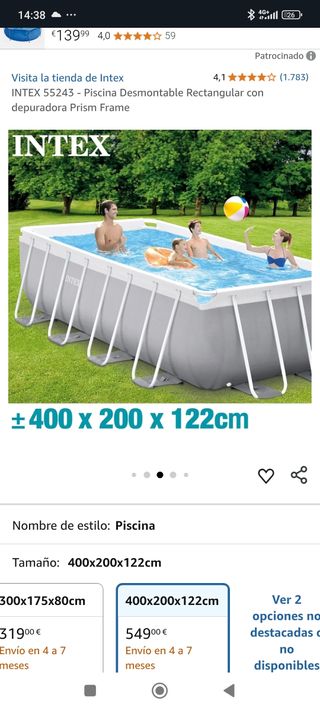 Piscina Intex 400x200x122cm