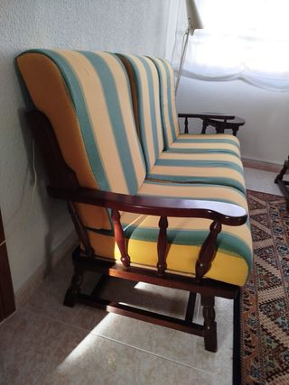 Sofá y 2 Butacas madera - con cojines