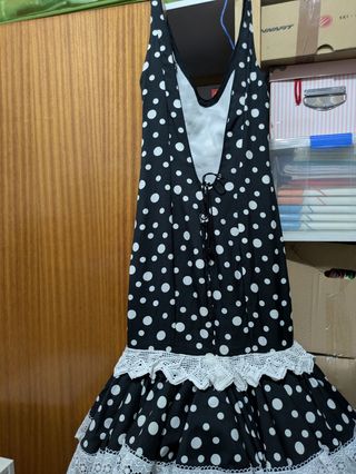 Traje Flamenca lunares blanco-negro