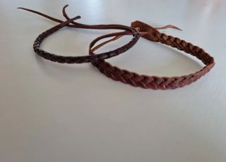 Pulseras cuero trenzado marrón 17cm