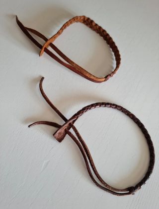 Pulseras cuero trenzado marrón 17cm