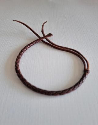Pulseras cuero trenzado marrón 17cm