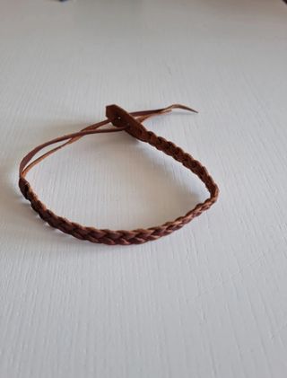 Pulseras cuero trenzado marrón 17cm