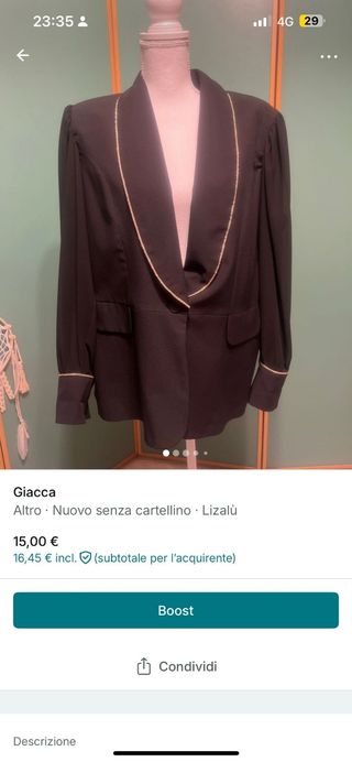 Giacca Lizalù nera elegante taglia 48/50