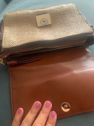 Bolso rafia Zara - Marrón Beige