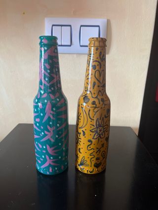 4 Botellas Decoradas a Mano