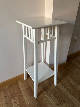 Mesa auxiliar pedestal blanca madera NUEVA