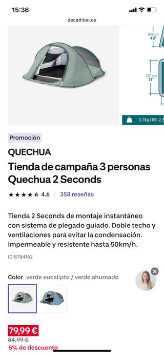 Tienda Quechua 2 Seconds 3 personas