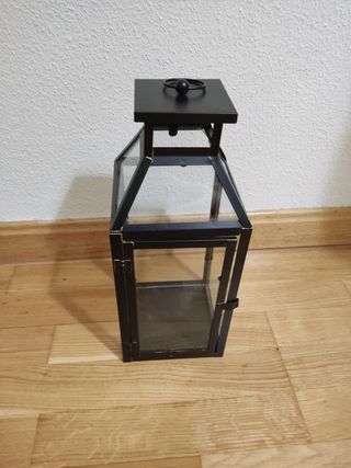 Farol negro de metal y cristal