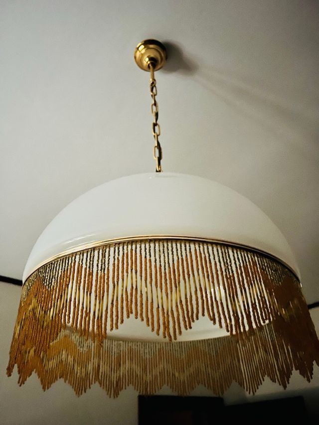 Lampadario vintage vetro ottone