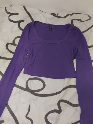 Top SHEIN manga larga morado - M