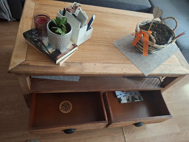 Mesita centro madera 2 cajones