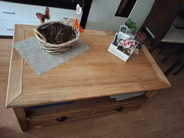 Mesita centro madera 2 cajones