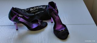 Zapatos de fiesta, tornasolado, morados y verdes