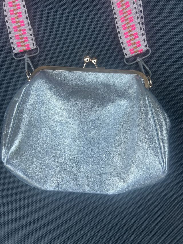 Bolso bandolera plata - Piel