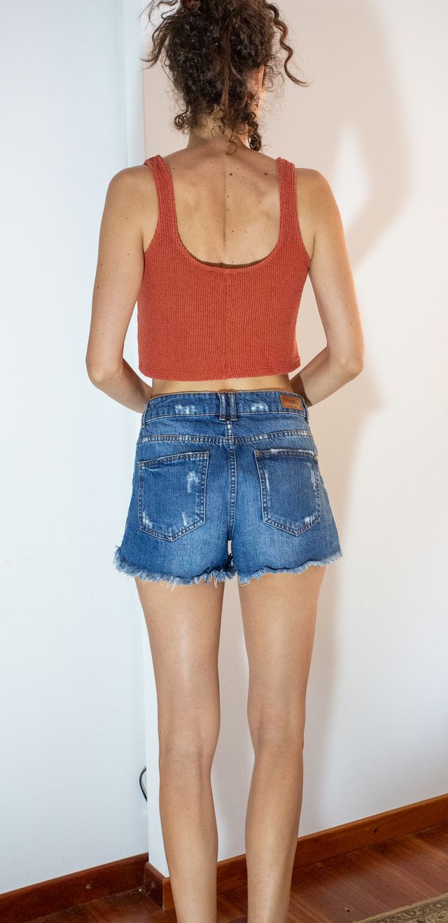 Pantalones cortos de mezclilla Mango M, azules, rasgados
