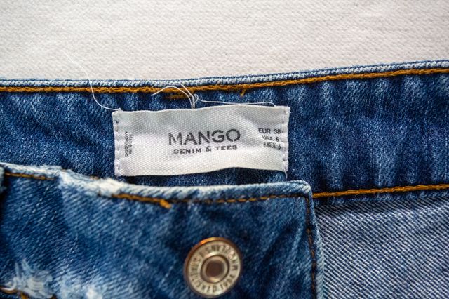 Pantalones cortos de mezclilla Mango M, azules, rasgados