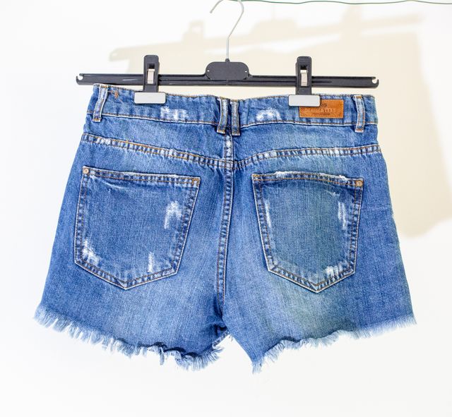 Pantalones cortos de mezclilla Mango M, azules, rasgados