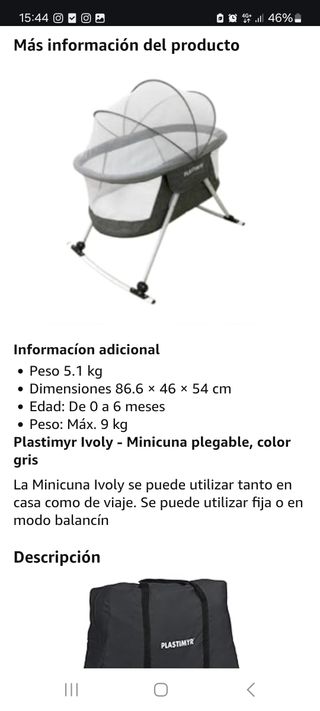 Mini cuna de viaje plastimyr gris