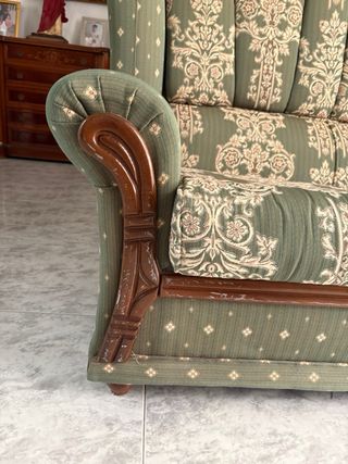 Sofá 2 plazas - Verde y beige