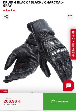 Guantes Dainese DRUID 4 carbono TALLA XL (9.5)
