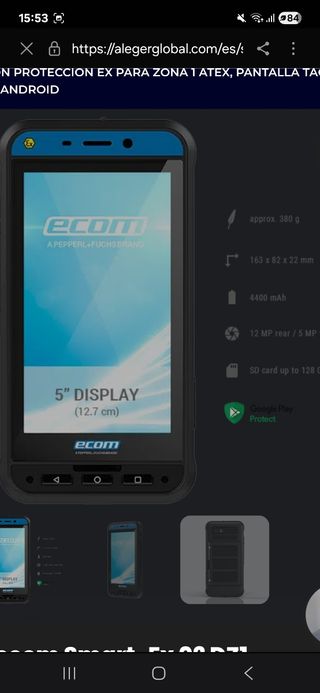  Teléfono atex 
ecom Smart EX Zona 1 Atex