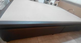 Cama con almacenaje - Beige y marrón