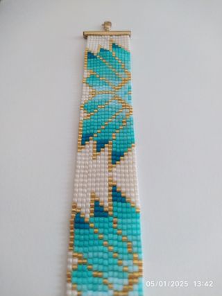 Pulsera Miyuki turquesa-blanca