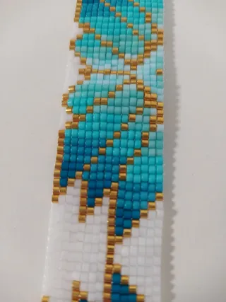 Pulsera Miyuki turquesa-blanca