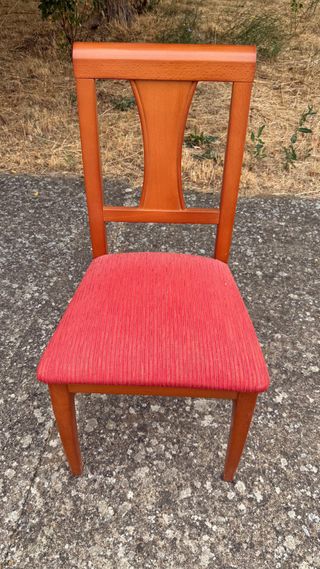5 sillas comedor madera-tela rojas