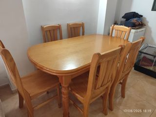 Mesa + 6 sillas madera maciza