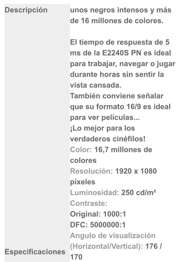 MONITOR LG 22” PANORAMICO CON CD y CABLE VGA