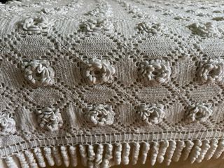Colcha algodón blanca, ganchillo
