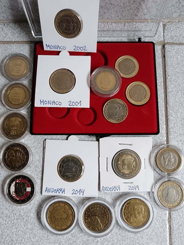 Monedas Mónaco Andorra varios años