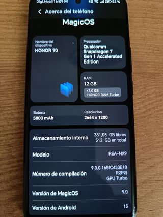 Honor 90 512GB memoria - 12GB RAM + 5GB VRAM