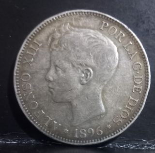 Moneda 5 Pesetas plata 1896