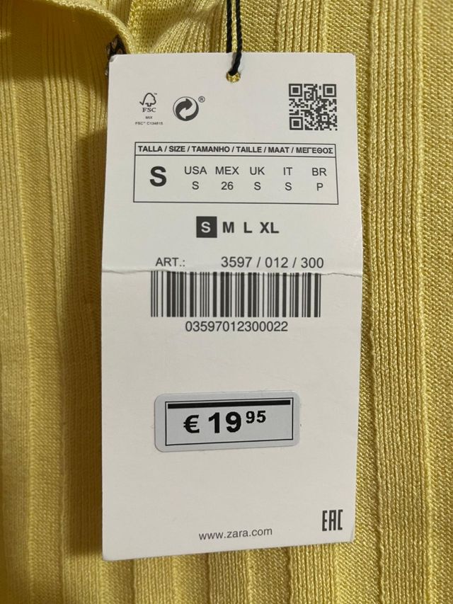 Jersey Zara primavera- verano amarillo pastel