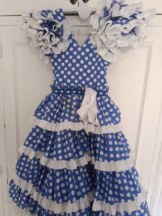 Traje gitana niña lunares azul