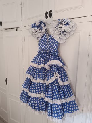 Traje gitana niña lunares azul