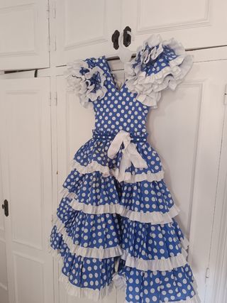 Traje gitana niña lunares azul