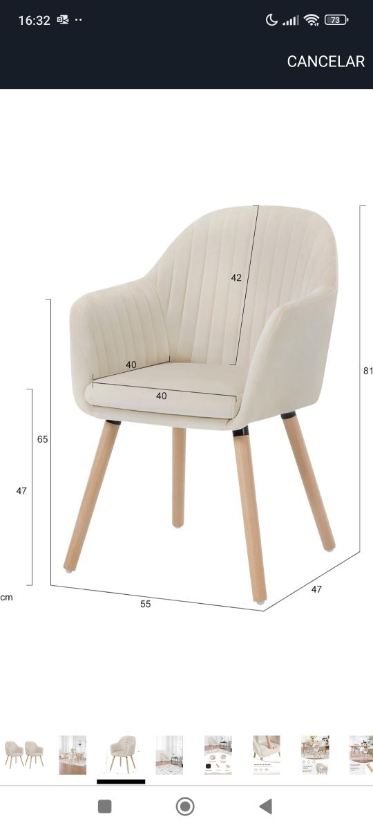 2 Sillas Comedor Beige Vintage nuevos