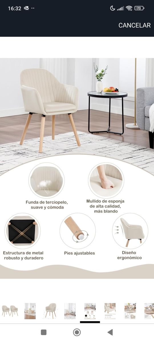 2 Sillas Comedor Beige Vintage nuevos