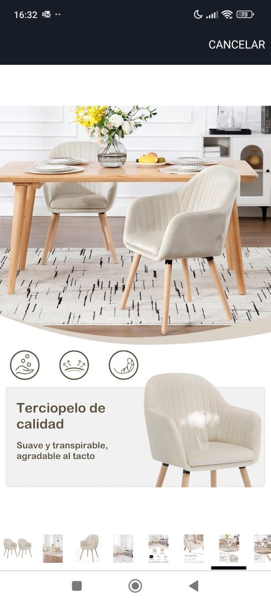 2 Sillas Comedor Beige Vintage nuevos