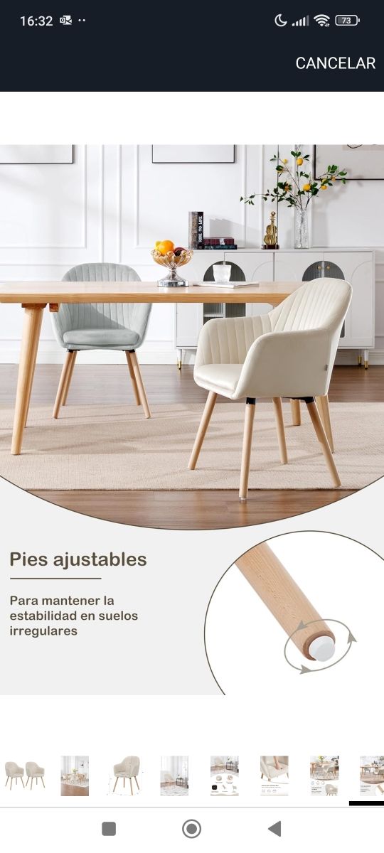 2 Sillas Comedor Beige Vintage nuevos
