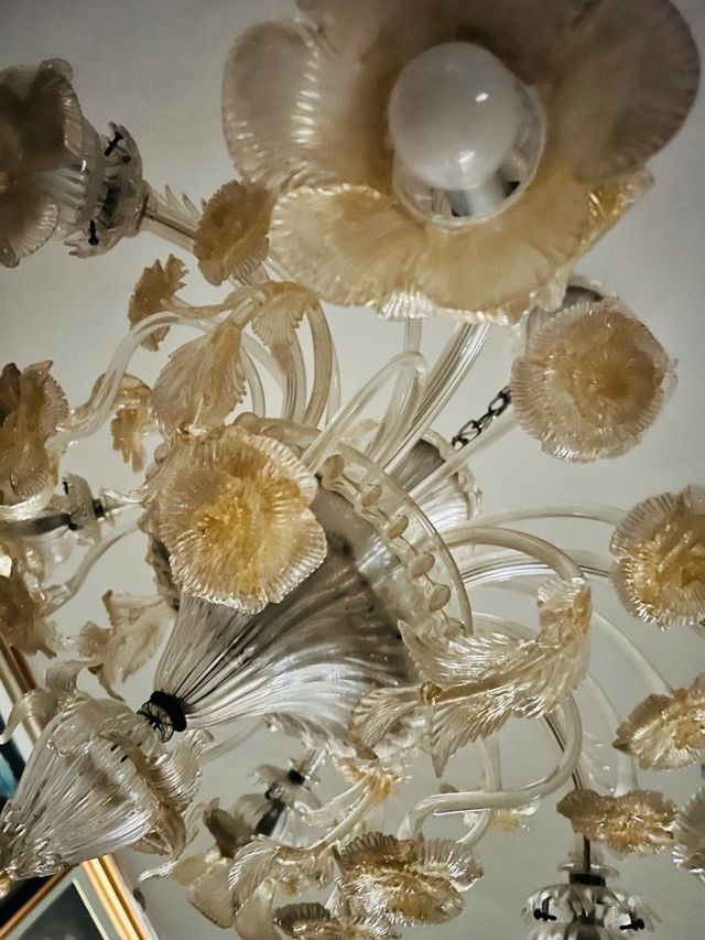 Lampadario Murano floreale vetro